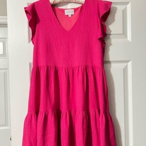 Sugarlips Fuchsia Flutter Sleeve Dress